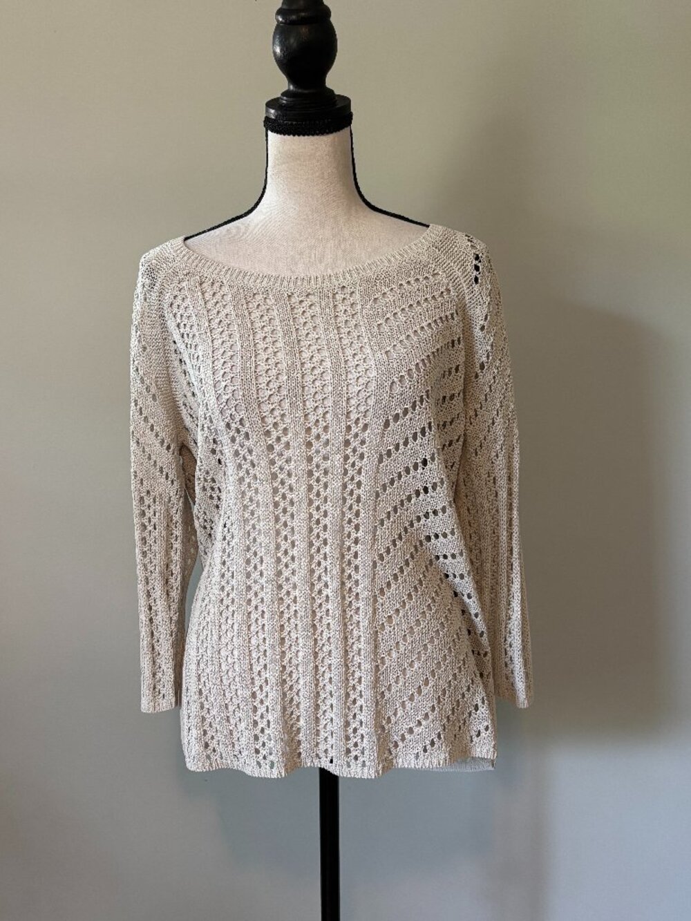 Joseph Ribkoff Open-Knit Crochet Sweater — Like New — M